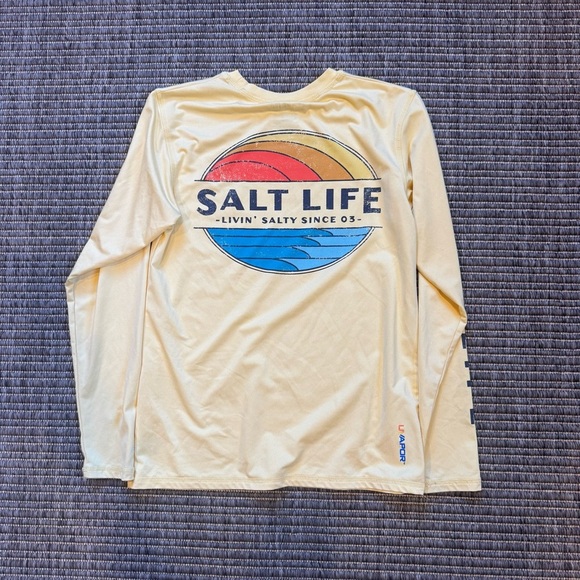 Salt Life Cream and Red Rashguard Swimwear - Picture 1 of 4
